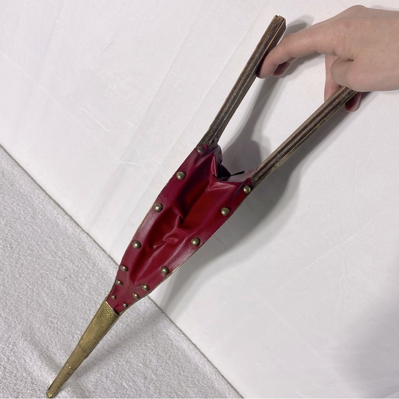 Vintage Antique Brass W Leather & Wood Decorative Bellows - Picture 6 of 14